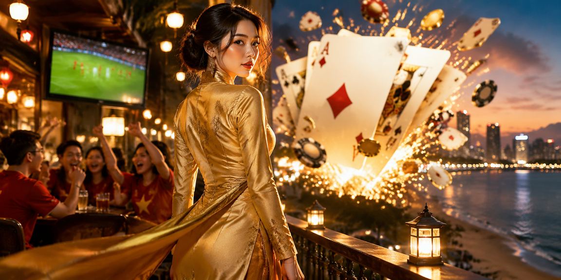 Người chơi bài truyền thống tại Hà Nội trong trang phục áo dài, gợi lên không khí game bài Việt Nam
